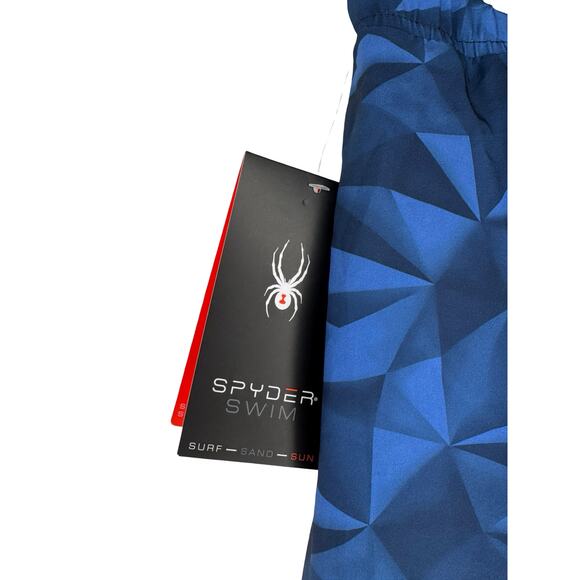 Spyder Swim Trunks XXL Men’s Blue Geometric UV Board Shorts Drawstring Pockets - Picture 7 of 8